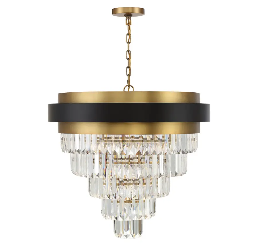 Marquise Nine Light Chandelier in Matte Black with Warm Brass - Image 1