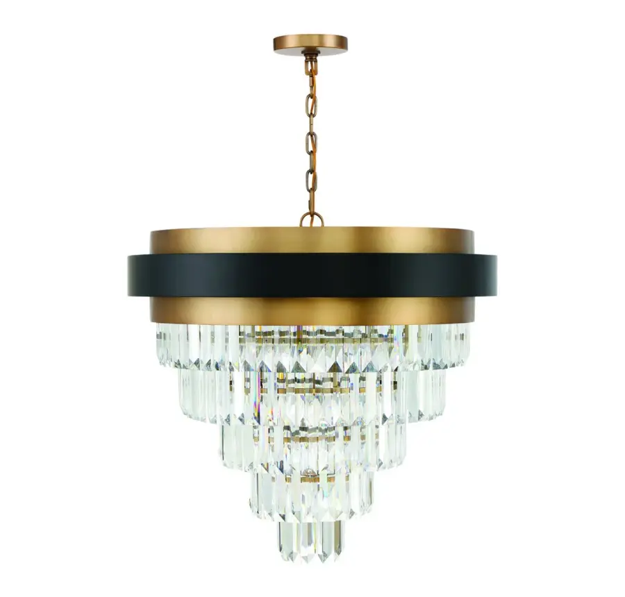 Marquise 9-Light Chandelier in Matte Black with Warm Brass Accents - Image 2