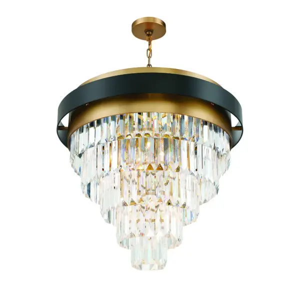 Marquise 9-Light Chandelier in Matte Black with Warm Brass Accents - Image 4