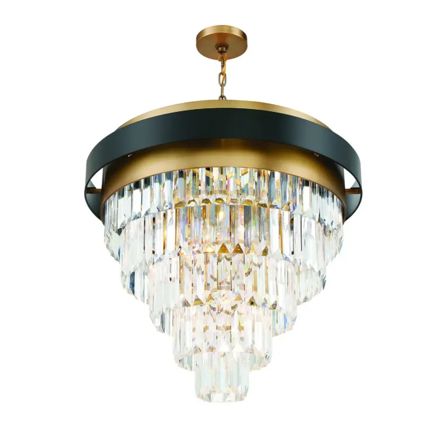 Marquise 9-Light Chandelier in Matte Black with Warm Brass Accents - Image 4