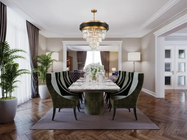 Marquise 9-Light Chandelier in Matte Black with Warm Brass Accents - Image 5