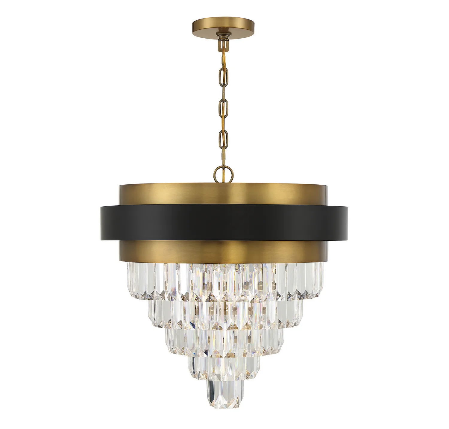 Marquise 4-Light Chandelier in Matte Black with Warm Brass