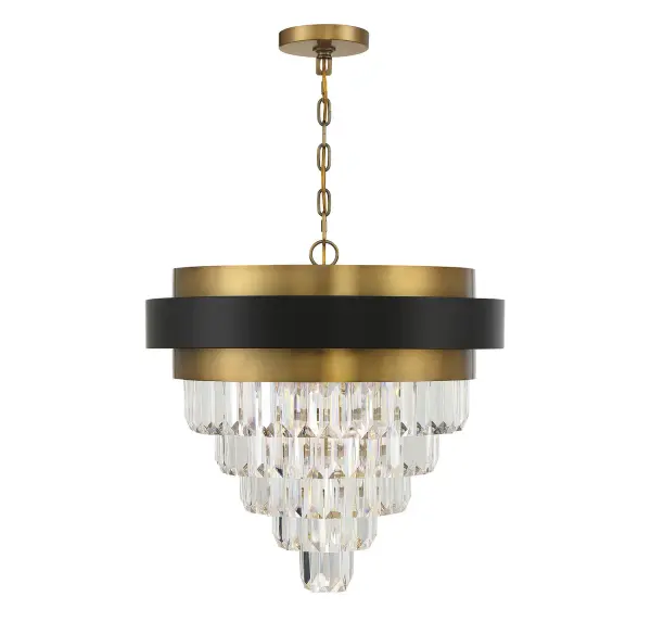 Marquise 4-Light Chandelier in Matte Black with Warm Brass - Image 1