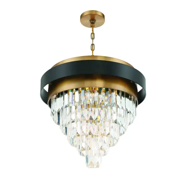 Marquise 4-Light Chandelier in Matte Black with Warm Brass Accents - Image 4