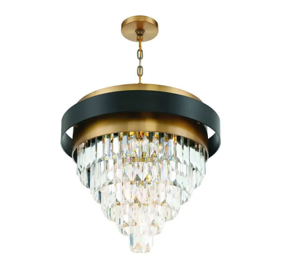 Marquise 4-Light Chandelier in Matte Black with Warm Brass Accents - Image 4