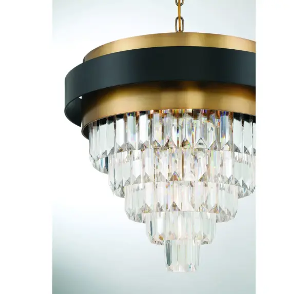 Marquise 4-Light Chandelier in Matte Black with Warm Brass Accents - Image 5