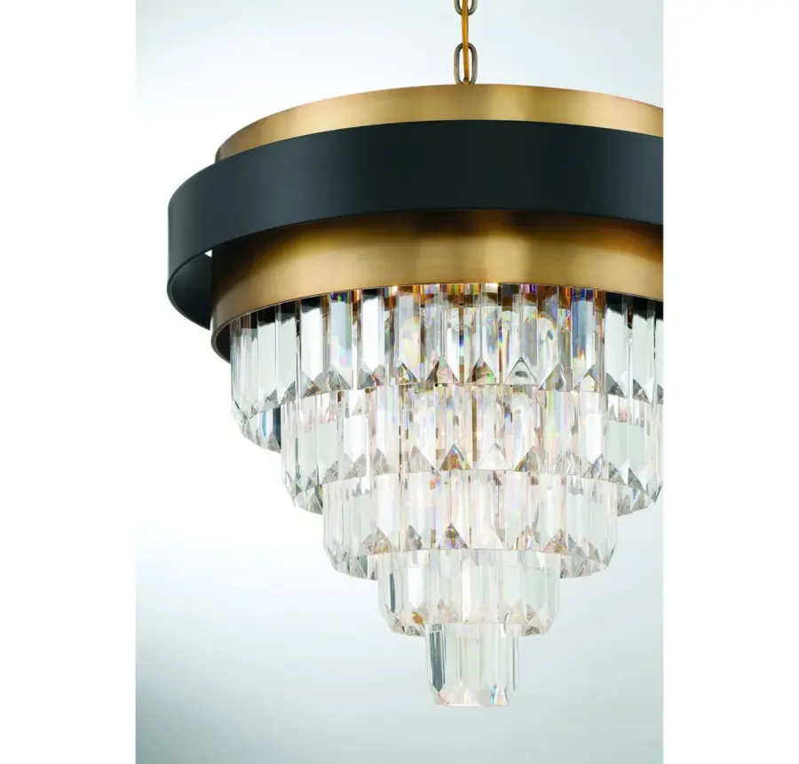 Marquise 4-Light Chandelier in Matte Black with Warm Brass Accents - Image 5