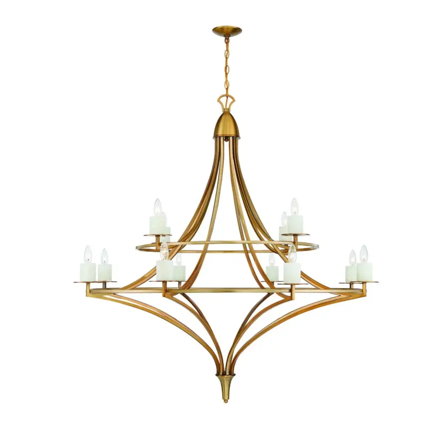 Director 12-Light Chandelier in Warm Brass - Image 1