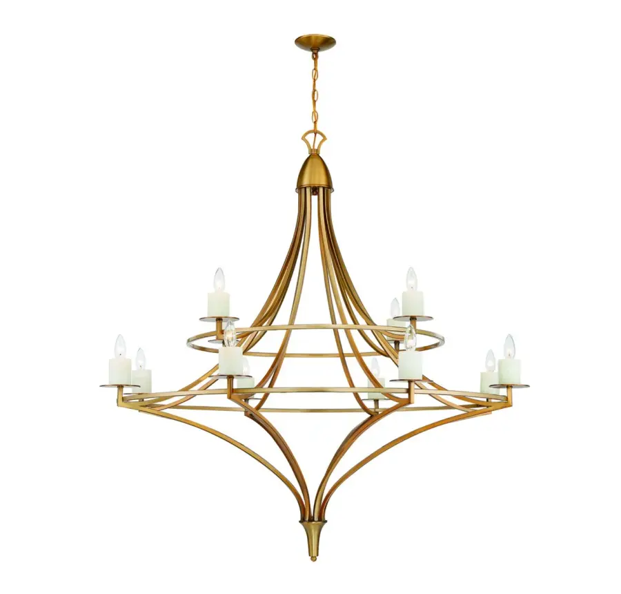 Director 12-Light Chandelier in Warm Brass - Image 3