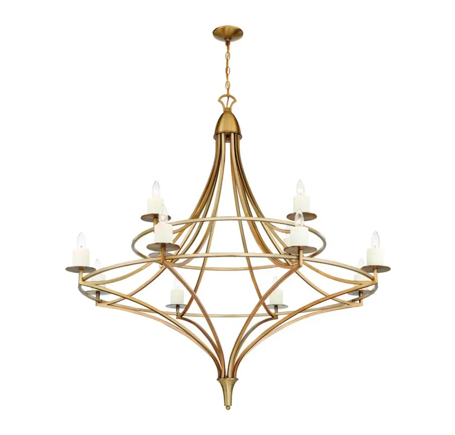 Director 12-Light Chandelier in Warm Brass - Image 4