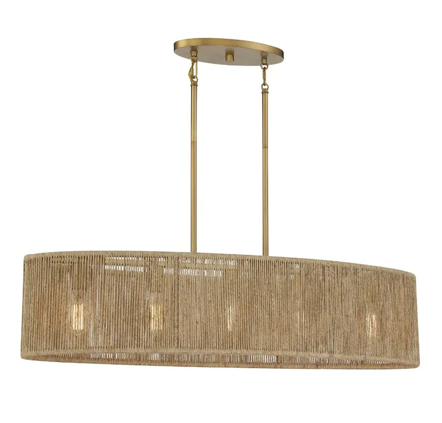 Ashe 5-Light Oval Chandelier in Warm Brass and Rope - Image 1