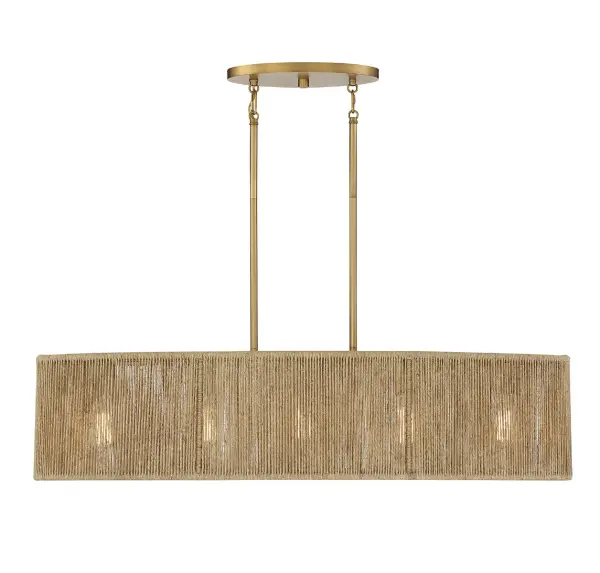 Ashe 5-Light Oval Chandelier in Warm Brass and Rope - Image 3
