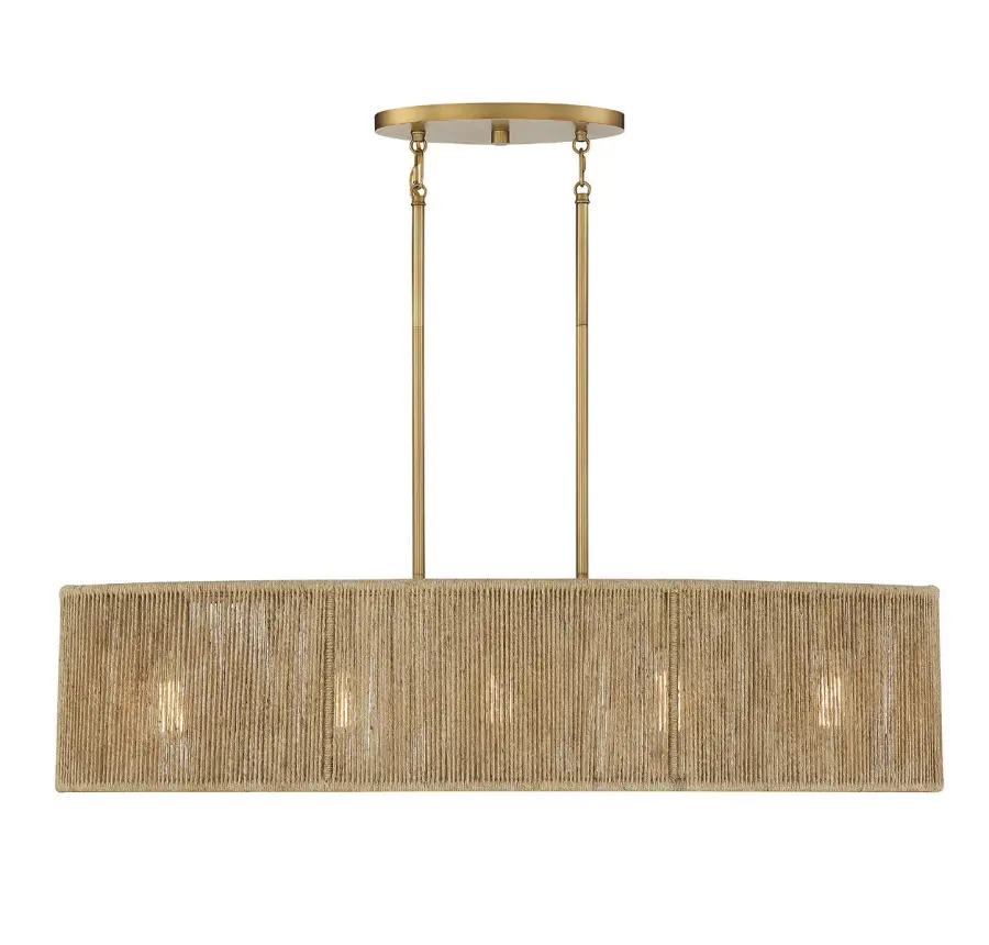 Ashe 5-Light Oval Chandelier in Warm Brass and Rope - Image 3