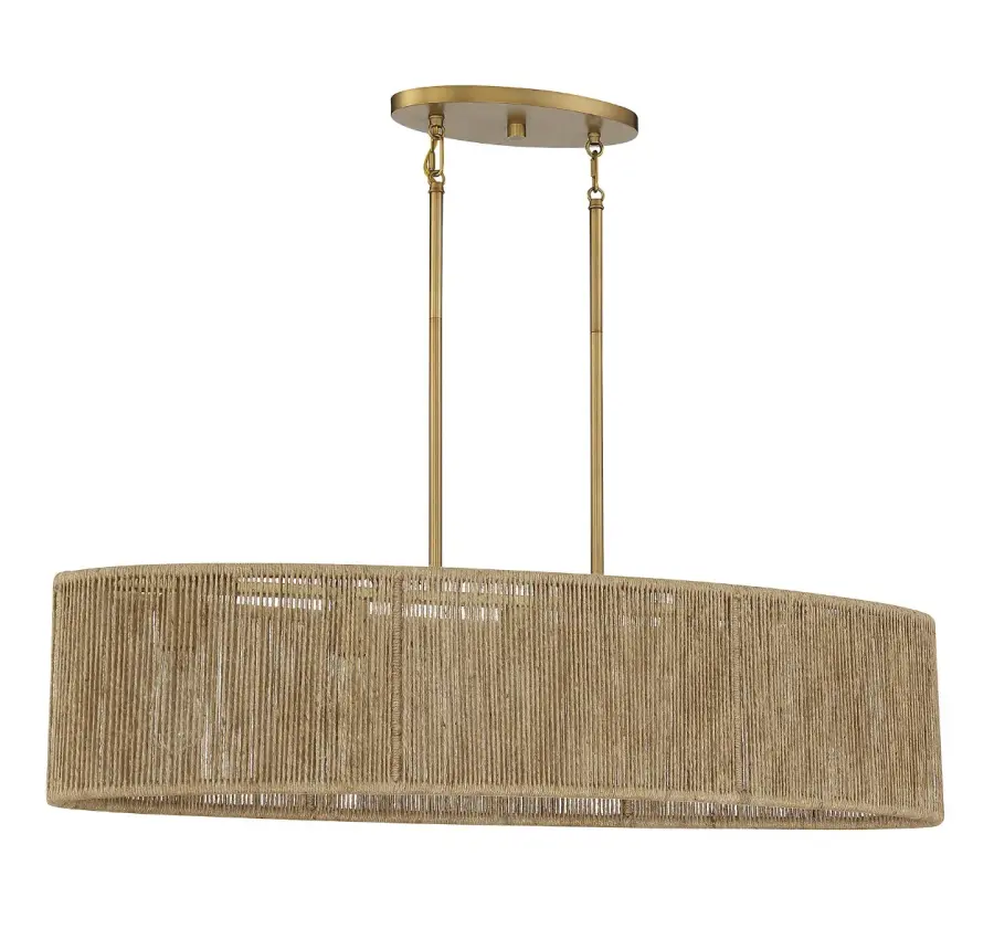 Ashe 5-Light Oval Chandelier in Warm Brass and Rope - Image 4