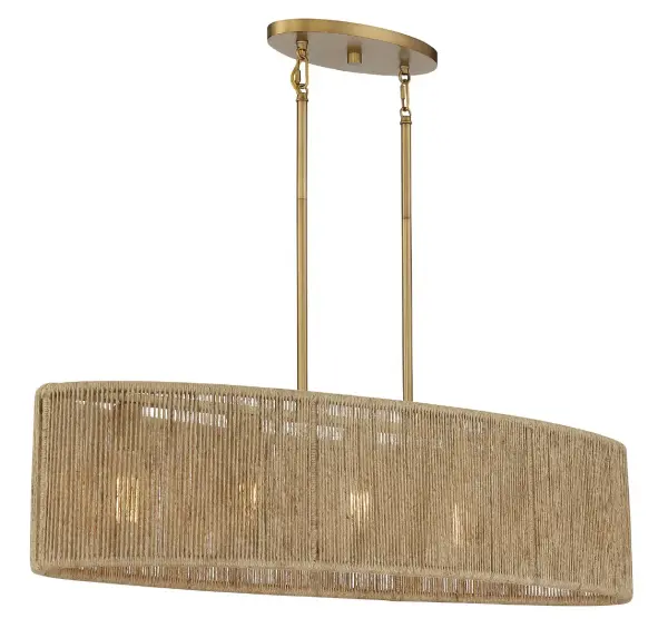 Ashe 5-Light Oval Chandelier in Warm Brass and Rope - Image 5