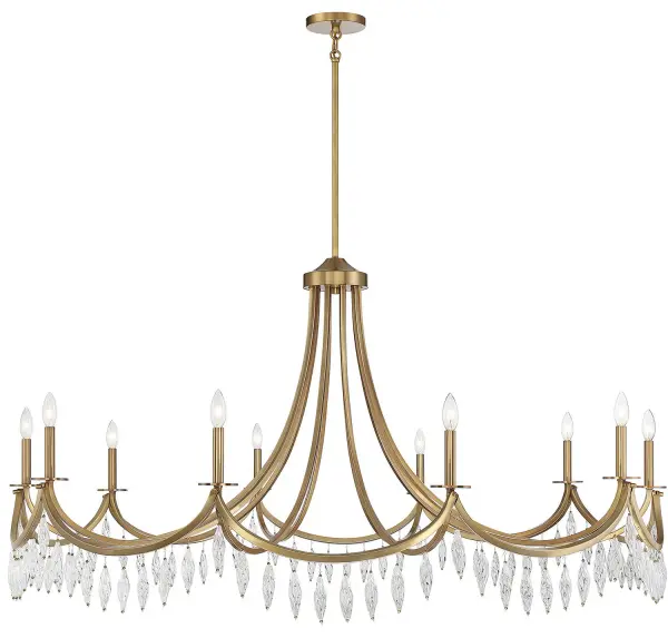 The Kameron chandelier commands attention with its 60-inch span and magnificently curving arms adorned with spiraling crystals. Perfect for grand spaces requiring dramatic illumination and sophisticated elegance.