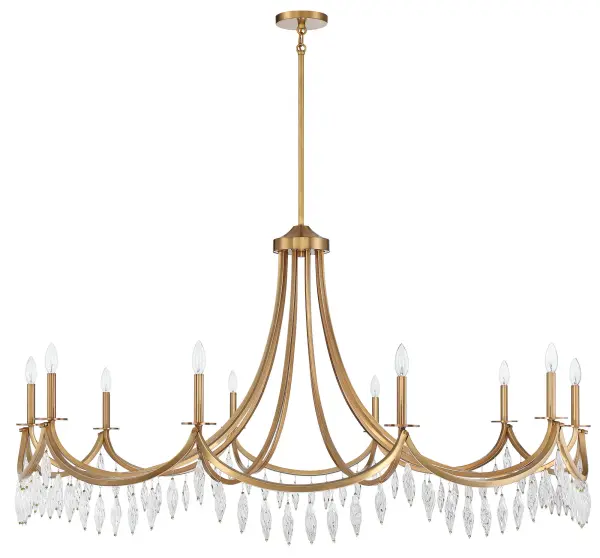 Kameron 10-Light Chandelier in Warm Brass - alternate view