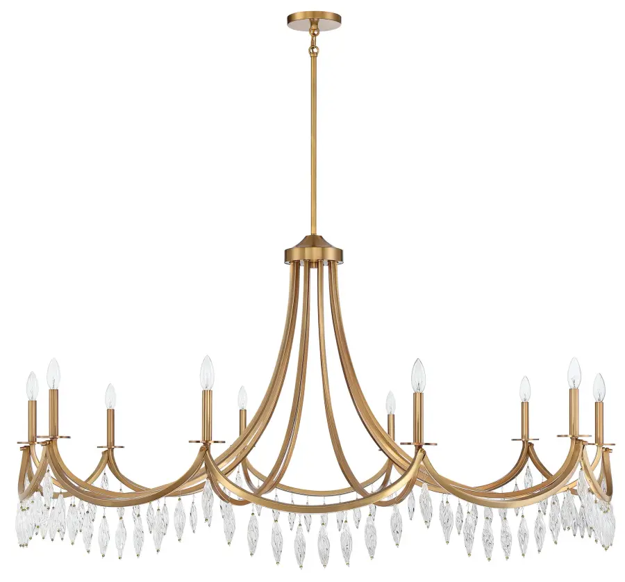 Kameron 10-Light Chandelier in Warm Brass - Image 2