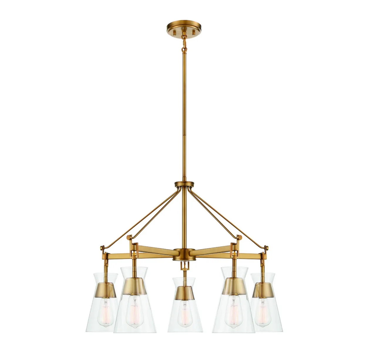 Lakewood Five Light Chandelier in Warm Brass