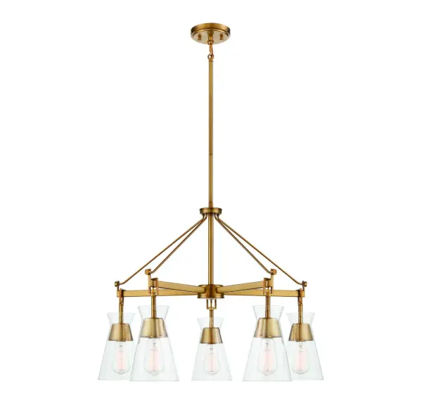 Lakewood Five Light Chandelier in Warm Brass - Image 1
