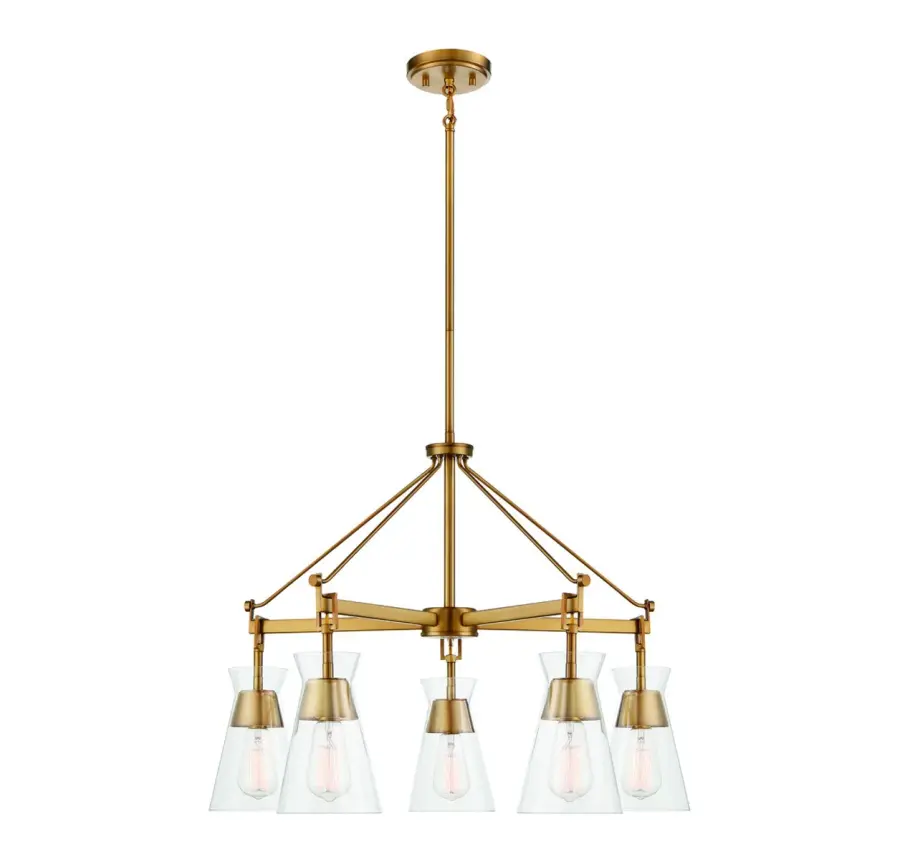 Lakewood Five Light Chandelier in Warm Brass - Image 1