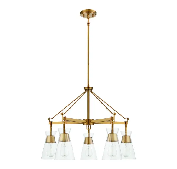 Lakewood Five Light Chandelier in Warm Brass - Image 2