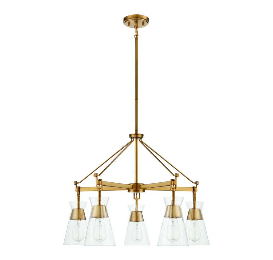 Lakewood Five Light Chandelier in Warm Brass - Image 2