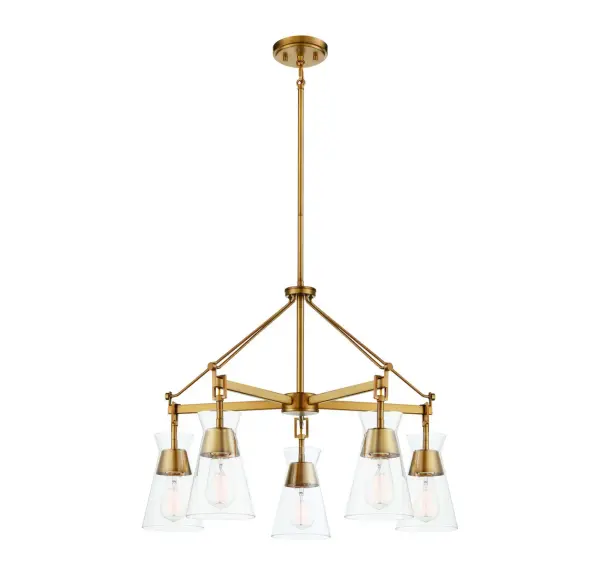 Lakewood Five Light Chandelier in Warm Brass - Image 3
