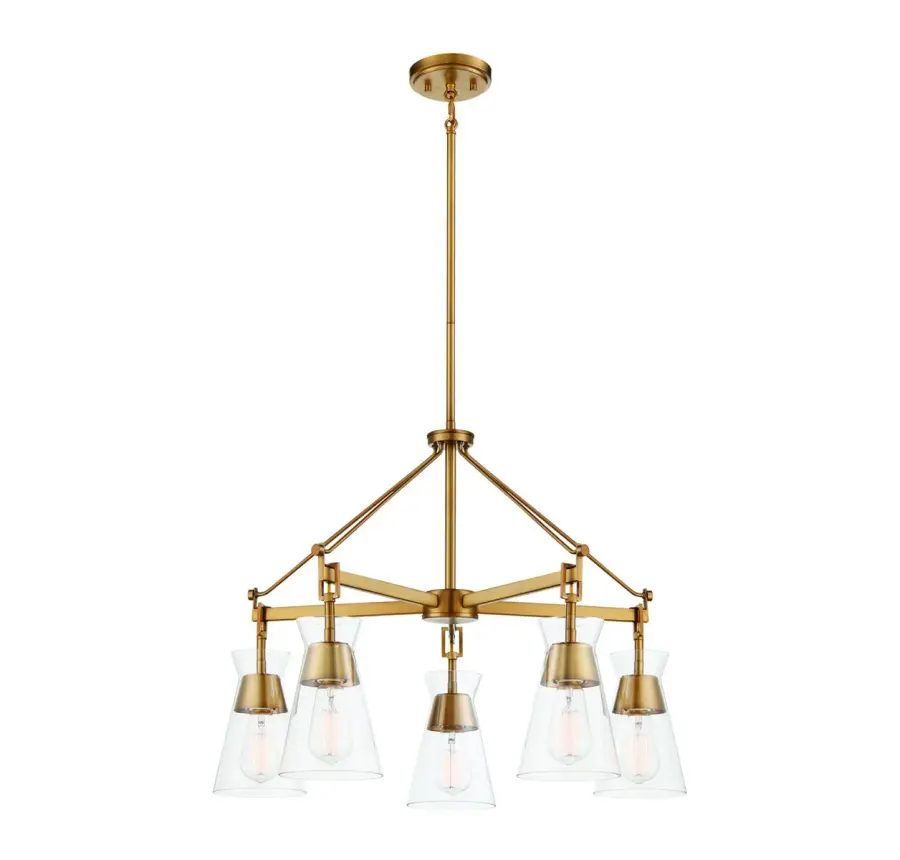 Lakewood Five Light Chandelier in Warm Brass - Image 3