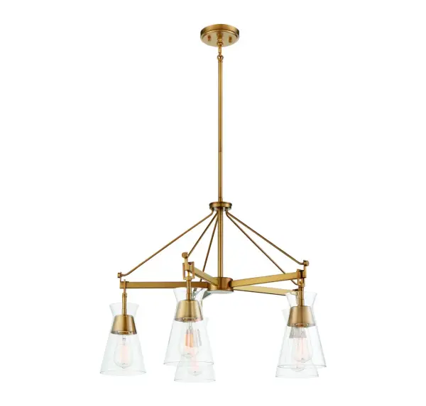 Lakewood Five Light Chandelier in Warm Brass - Image 5