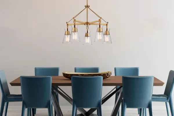 Lakewood Five Light Chandelier in Warm Brass - Image 6