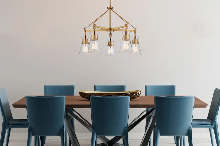 Lakewood Five Light Chandelier in Warm Brass - Image 6