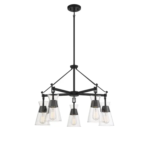 Lakewood 5-Light Chandelier in Matte Black - Image 3