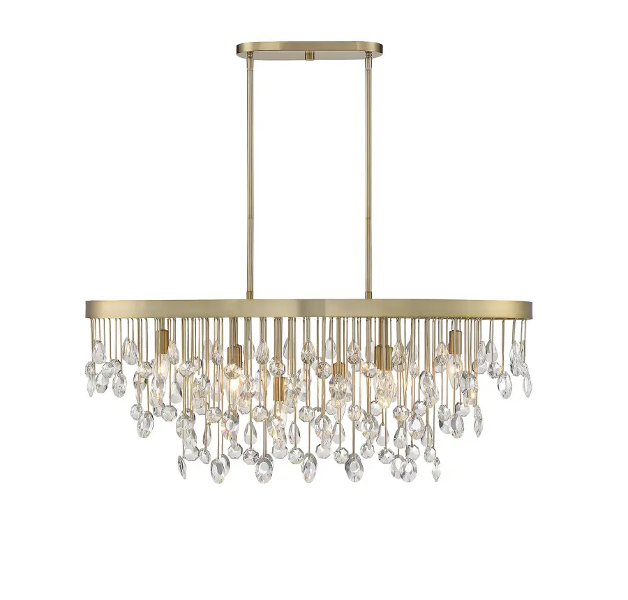 Livorno 8-Light Linear Chandelier in Noble Brass - Image 1