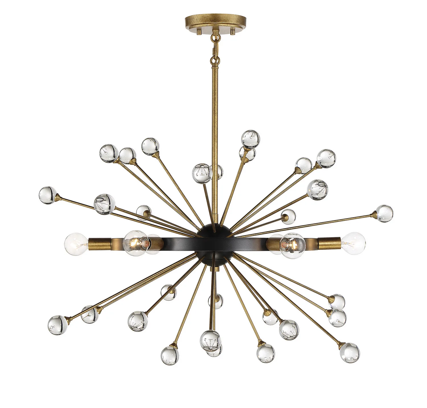 Ariel Six Light Chandelier in Como Black with Gold