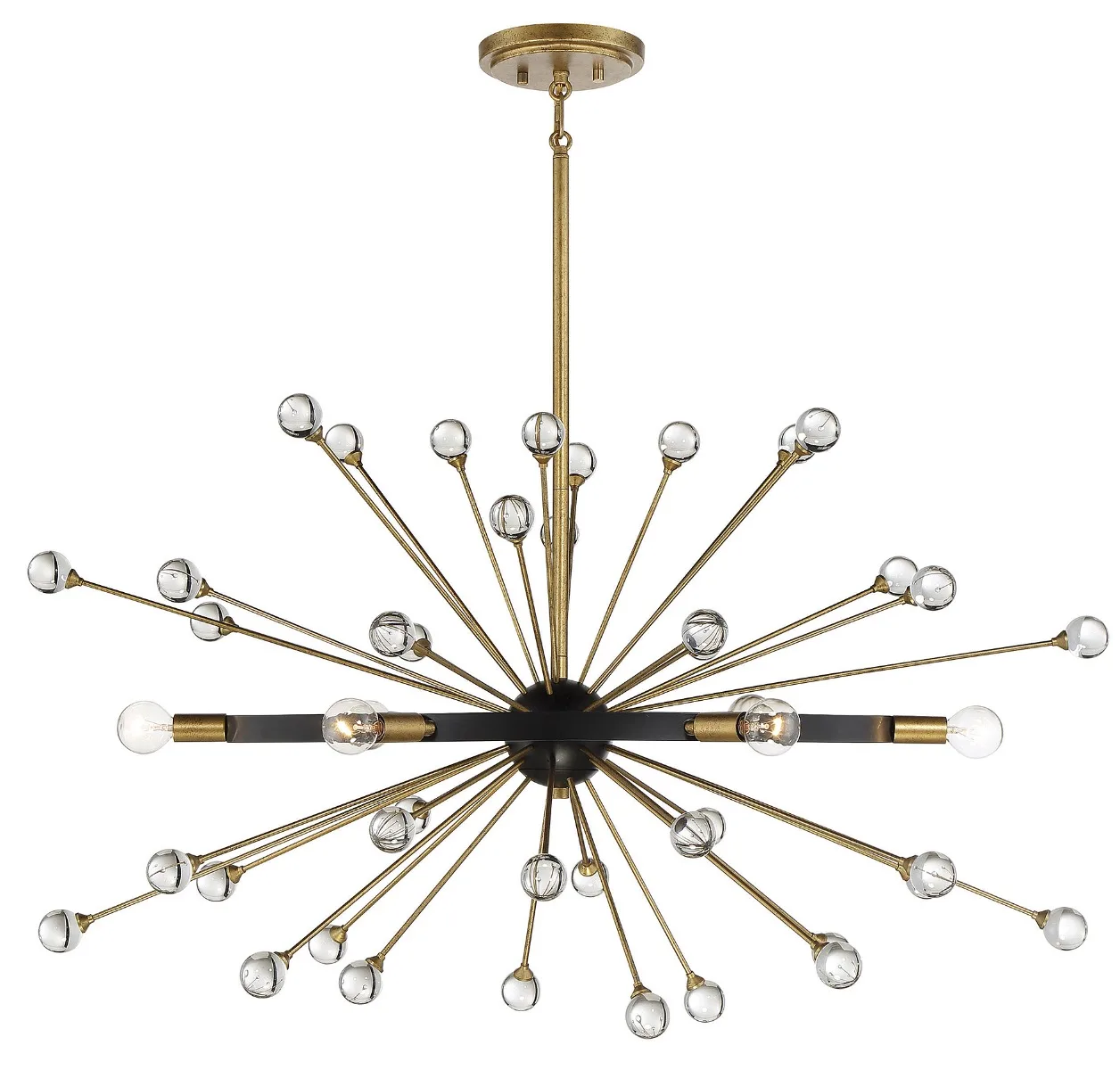 Ariel Six Light Linear Chandelier in Como Black with Gold