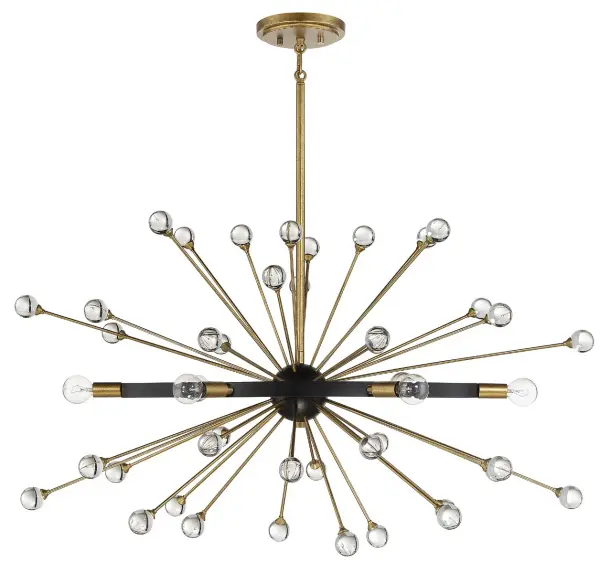 Ariel 6-Light Oval Chandelier in Como Black with Gold Accents - alternate view