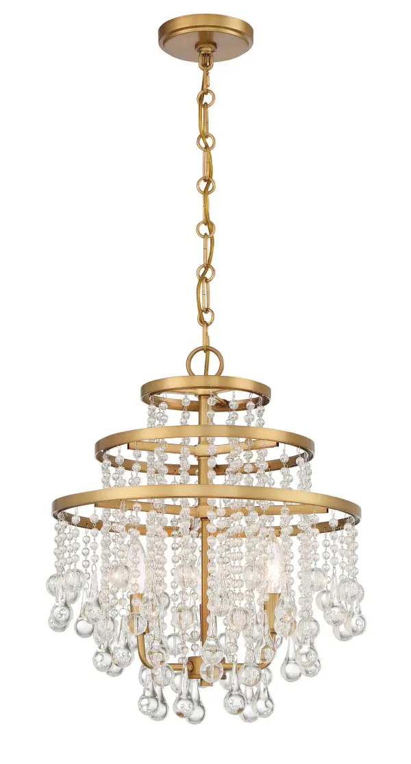 Luna 3-Light Mini Chandelier in Warm Brass - Image 3