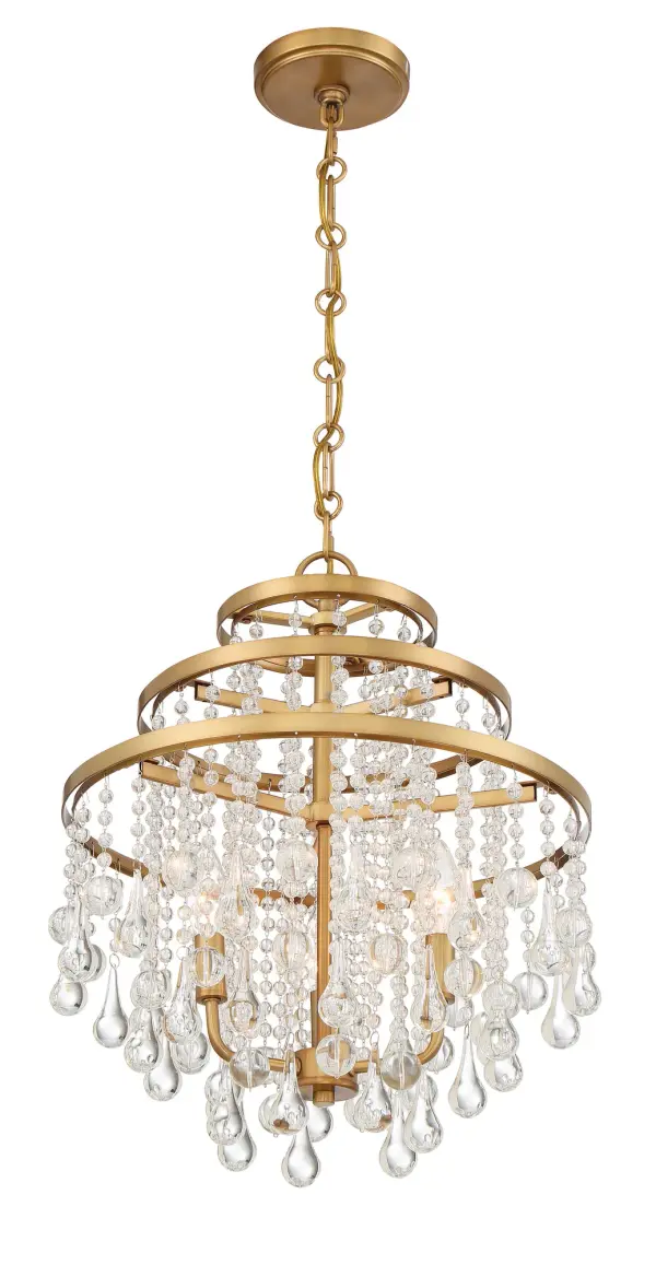 Luna 3-Light Mini Chandelier in Warm Brass - Image 4