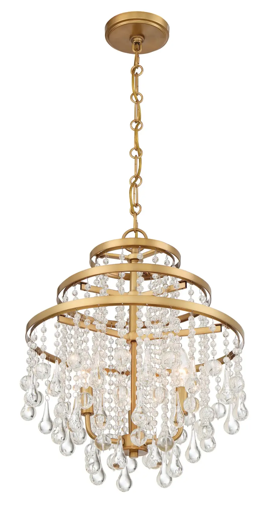 Luna 3-Light Mini Chandelier in Warm Brass - Image 4