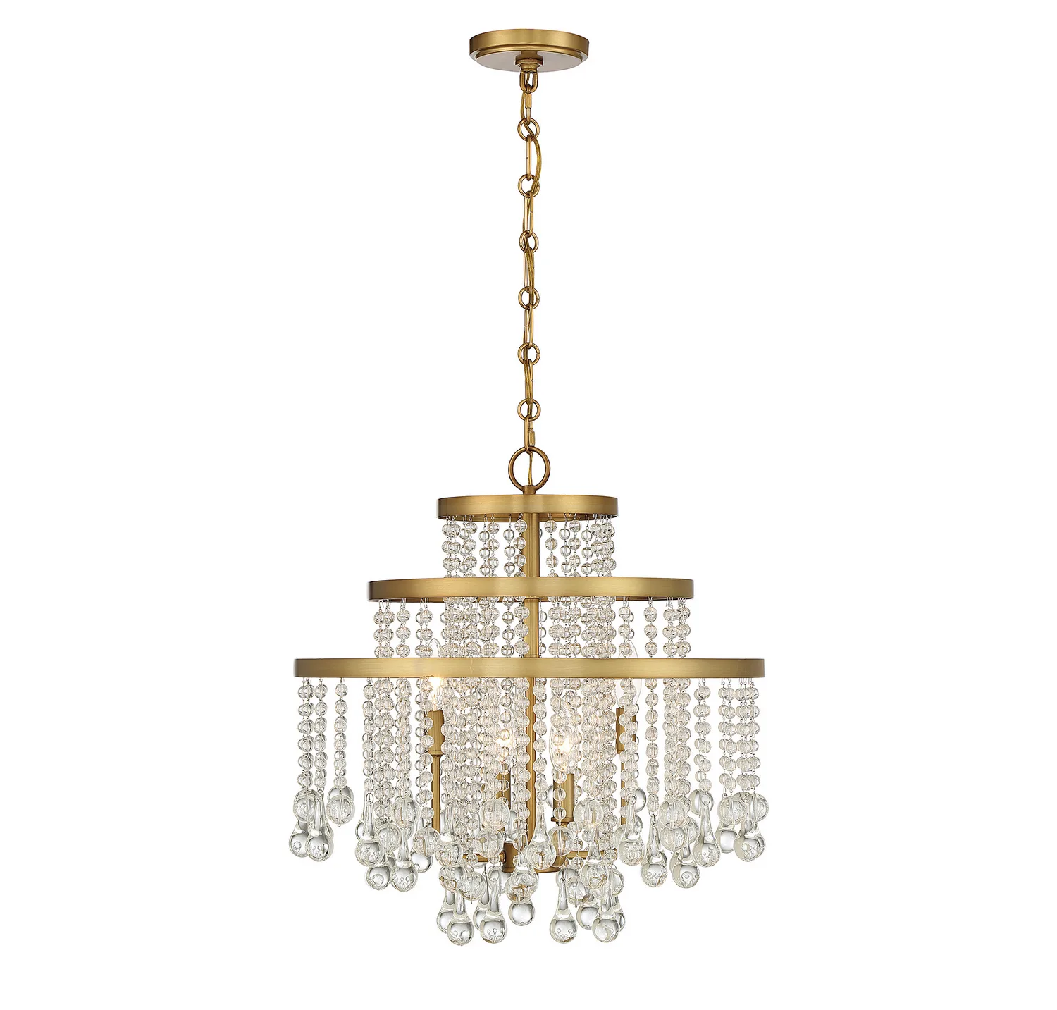 Luna Four Light Chandelier in Warm Brass