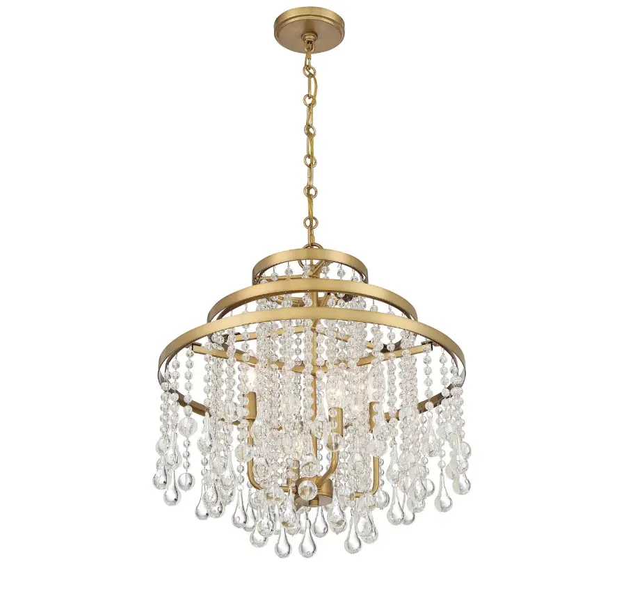 Luna 4-Light Chandelier in Warm Brass - Image 4