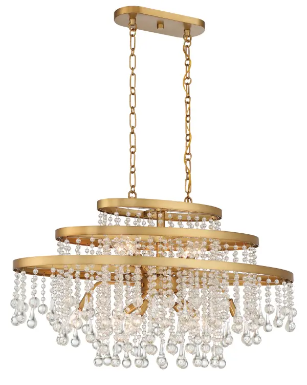Luna 10-Light Oval Chandelier in Warm Brass