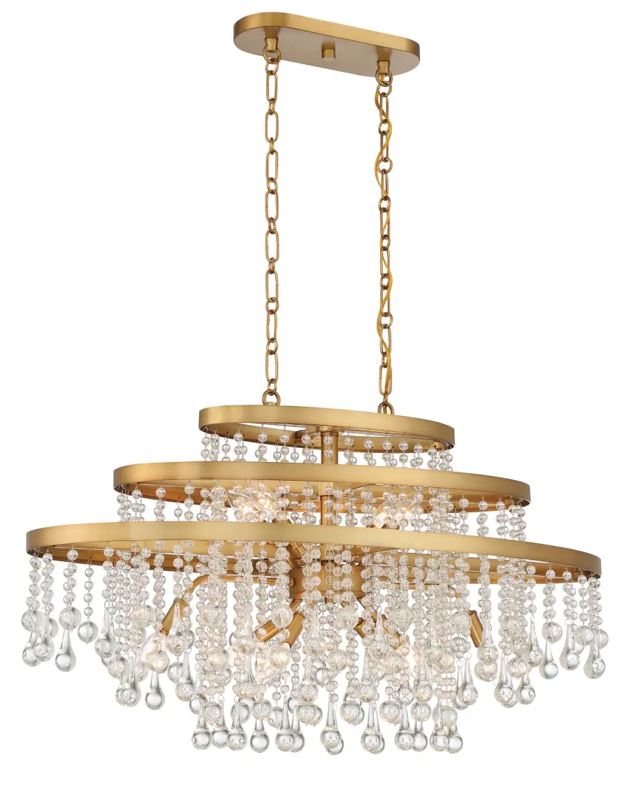 Luna 10-Light Oval Chandelier in Warm Brass - Image 1