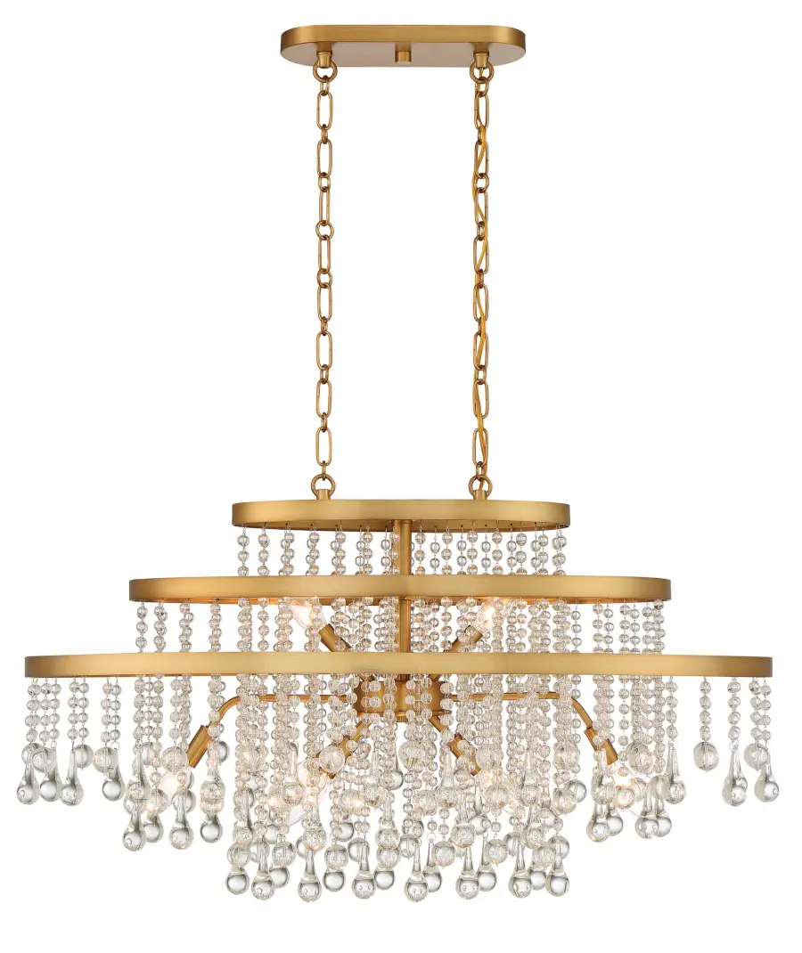 Luna 10-Light Oval Chandelier in Warm Brass - Image 3