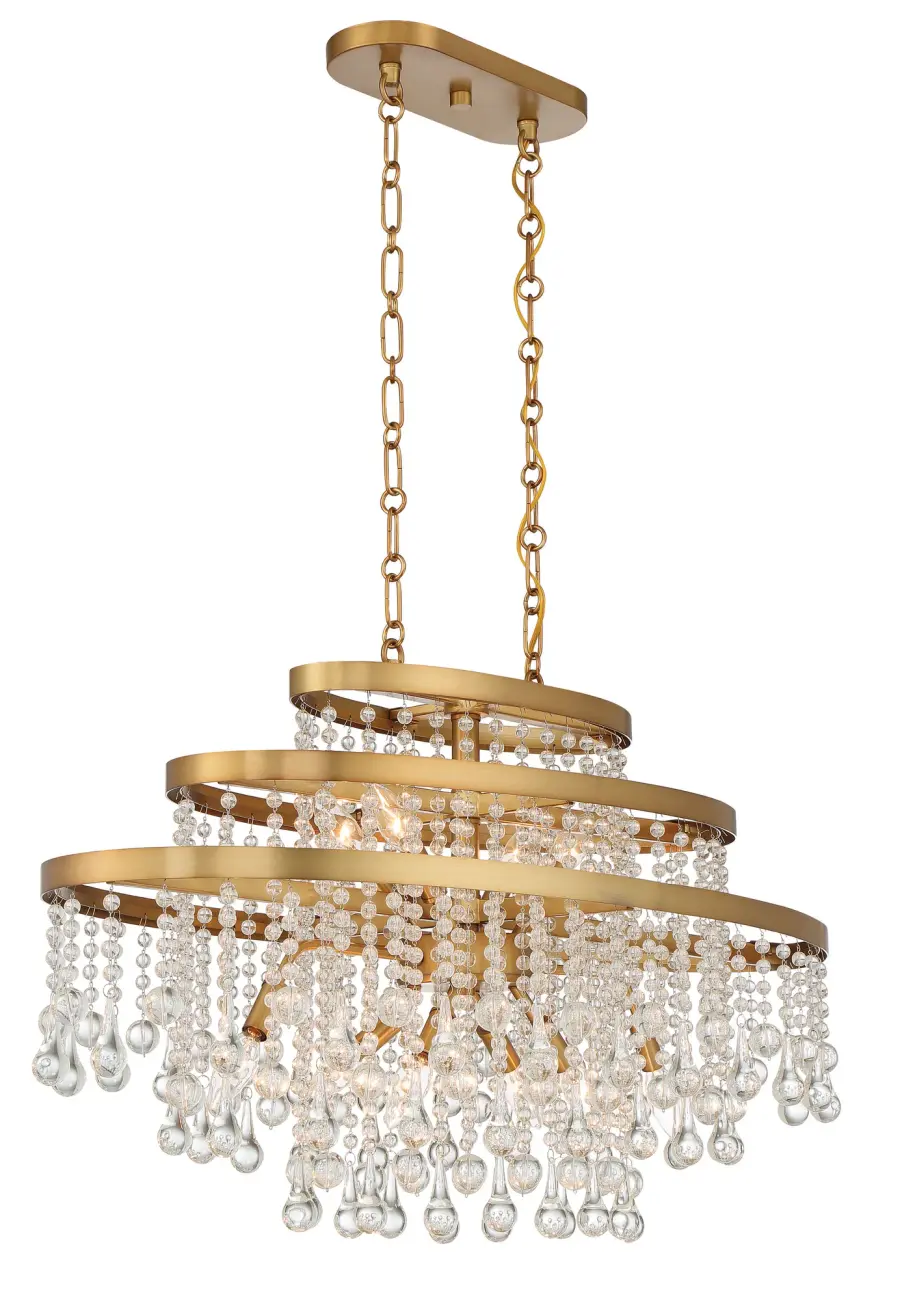 Luna 10-Light Oval Chandelier in Warm Brass - Image 4