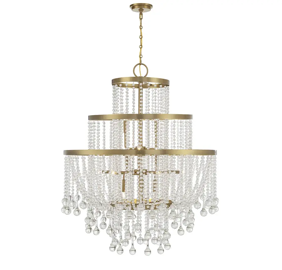 Luna 15-Light Chandelier in Warm Brass - Image 1