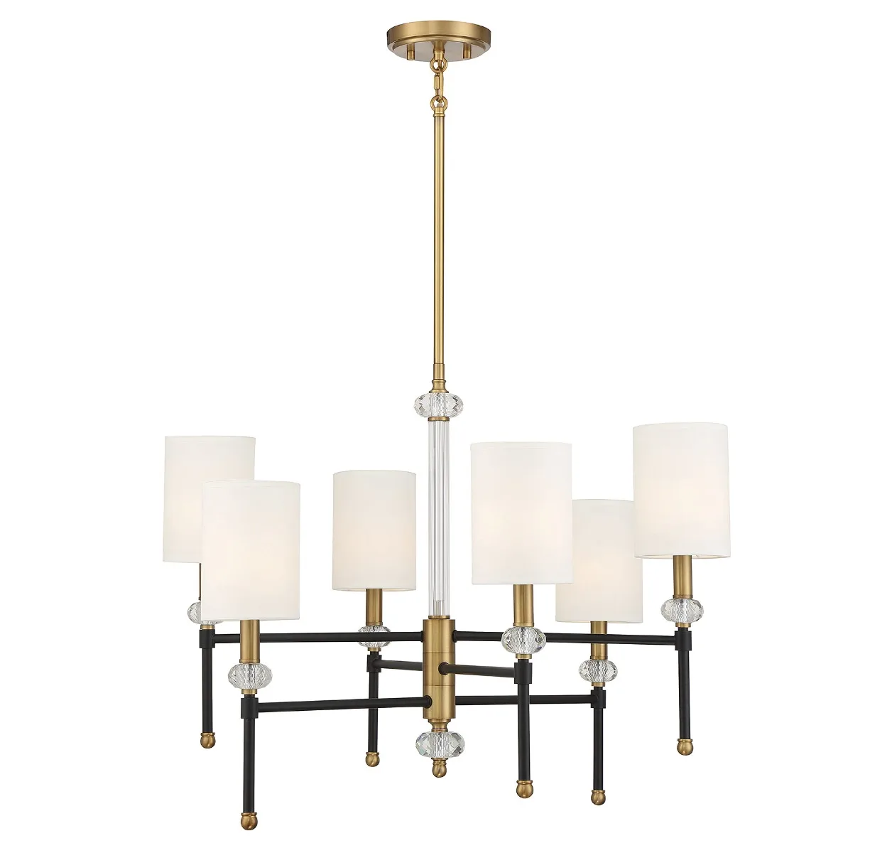 Tivoli 6-Light Chandelier in Matte Black with Warm Brass