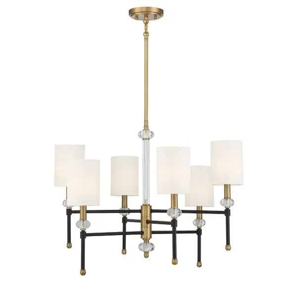 Tivoli 6-Light Chandelier in Matte Black with Warm Brass Accents - Image 1