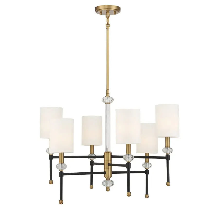Tivoli 6-Light Chandelier in Matte Black with Warm Brass Accents - Image 1